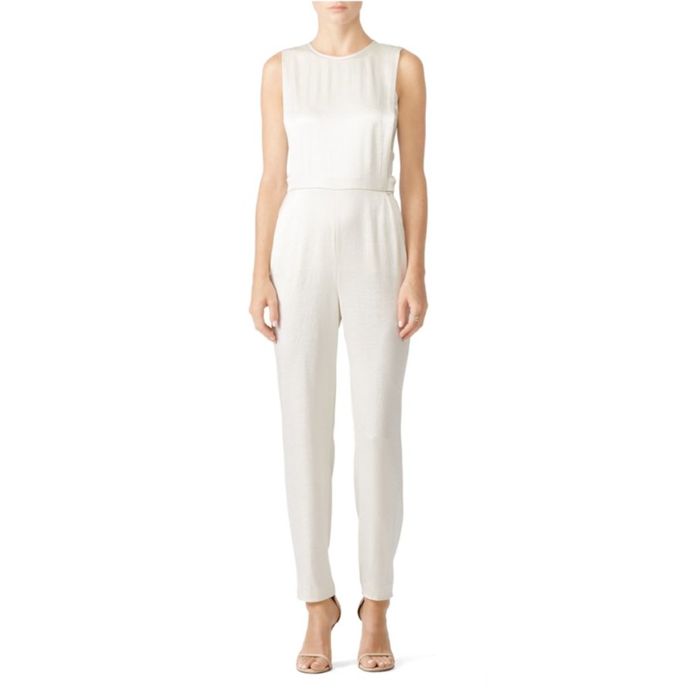 Theory Ivory Jumpsuit Ramaline Shiny Chic Elegant